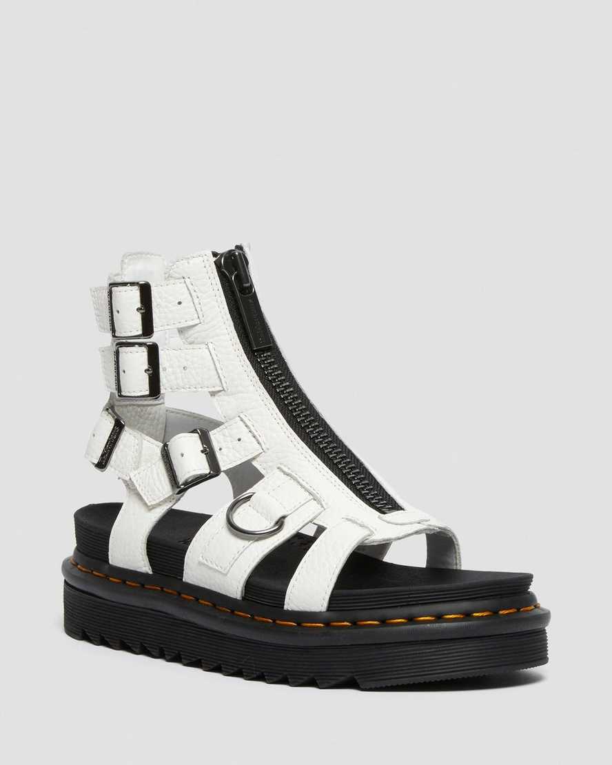 Dr. Martens Olson Zipped Nahka Strap Naisten Platform Sandaalit - Valkoinen Sandaalit [985-HXANIV]